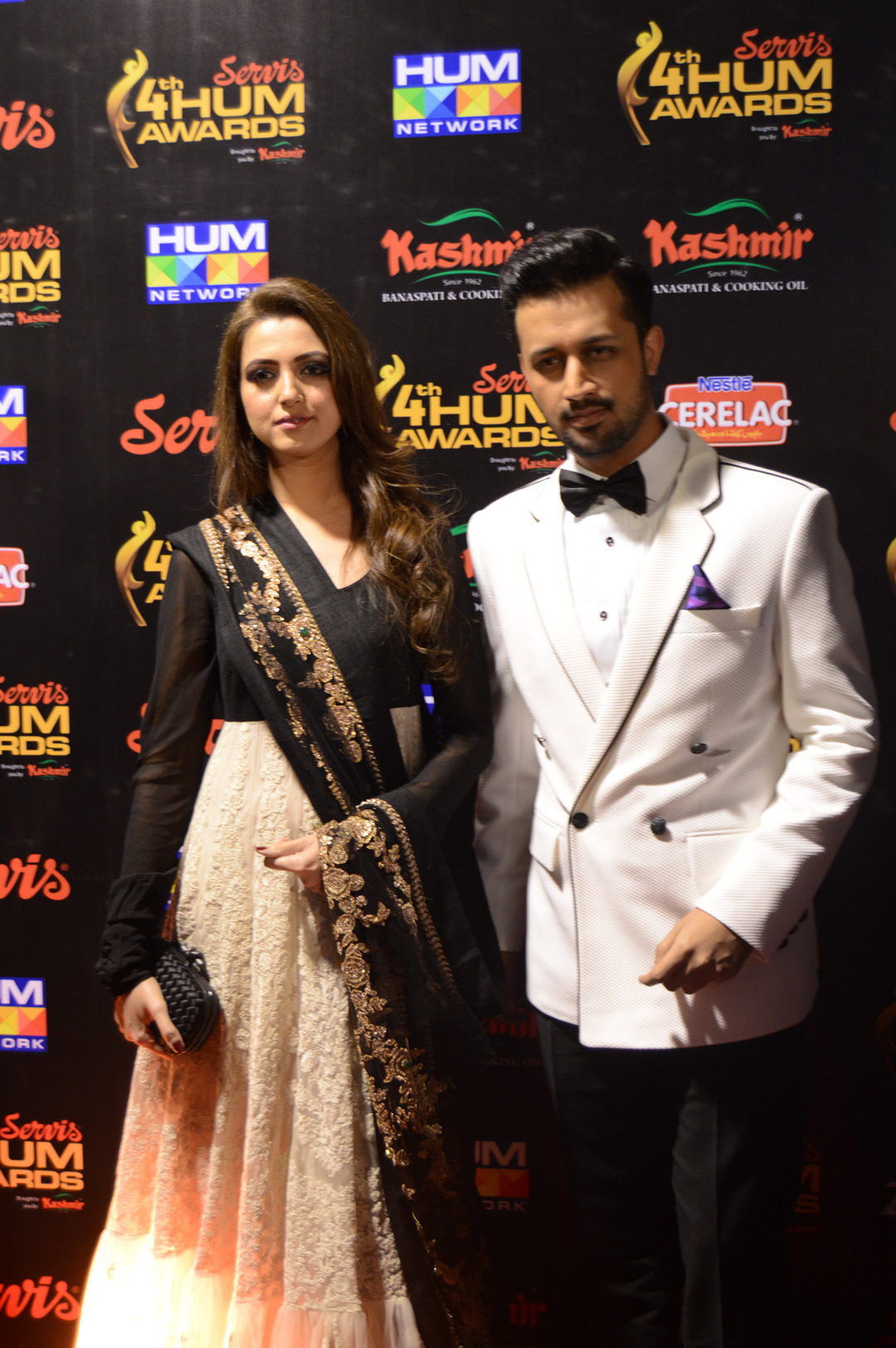 Atif Aslam with his wife HUM Awards Red Carpet