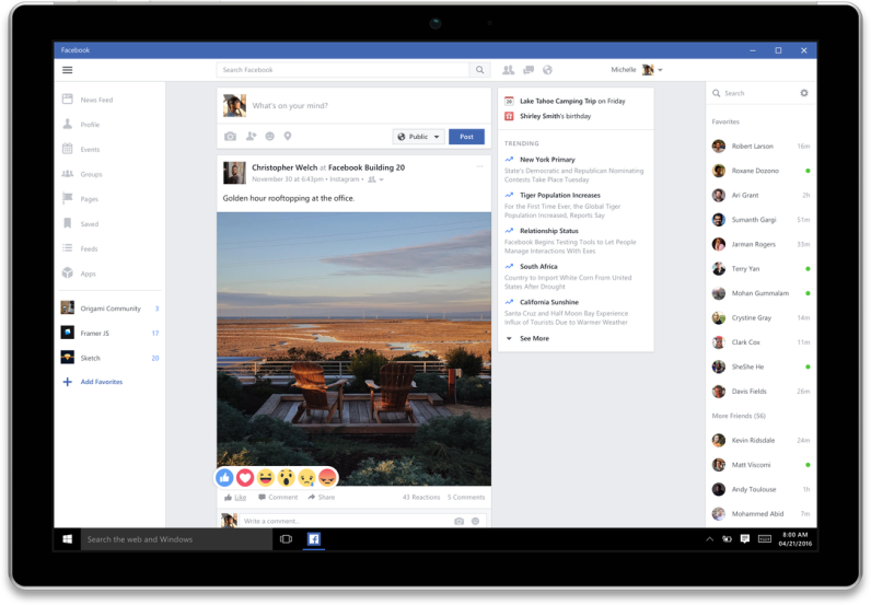 Facebook messenger and Instagam to Windows App 10