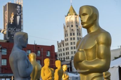 Oscar statuettes are seen during preparations for 2016's 88th Annual Academy Awards