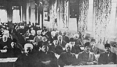 A view of the conference in Jerusalem. Iqbal is seen sitting on the extreme right in the first row(1931)