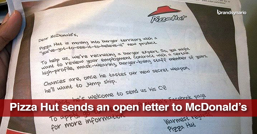 Pizza Hut Sends a Letter to McDonald's Brandsynario