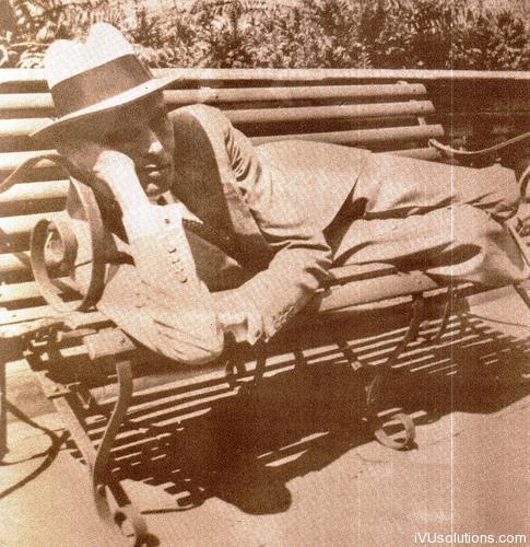 Quaid-e-Azam posing on the bench