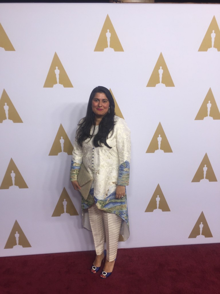 #SharmeenObaidChinoy wearing #SaniaMaskatiya and #Sherezad at the 88th Academy Award #NomineesLuncheon (10)