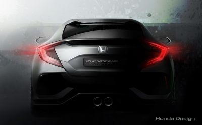 The back of Honda's upcoming five-door Civic prototype is revealed ahead of the Geneva Motor Show