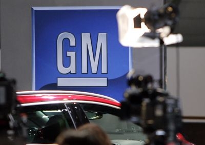 The logo of American carmaker General Motors (GM)