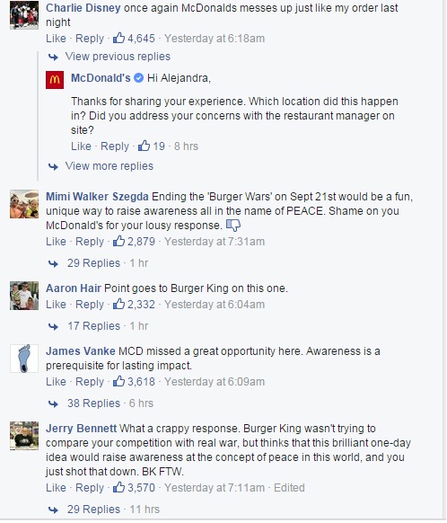 Fans' response on McDonald's reply