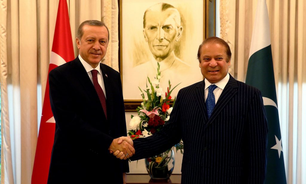 Turkish President Erdogan meets with Pakistan's Prime Minister Sharif in Islamabad