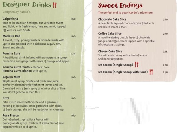 menu nandos