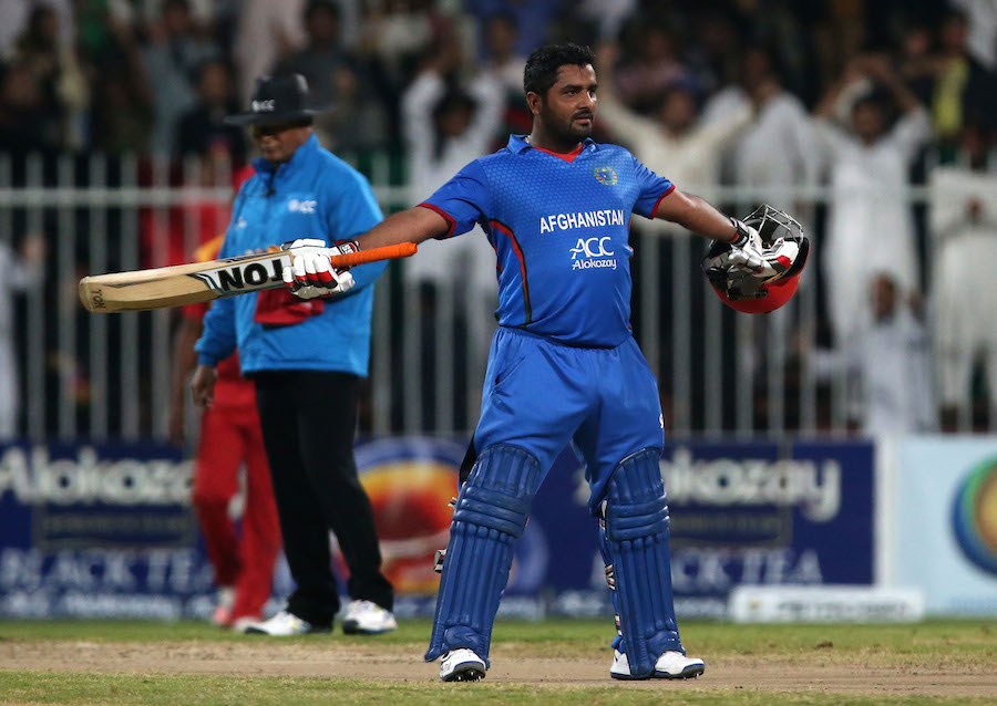 Pic by Chris Whiteoak/whiteoakpictures Cricket: Afghanistan v Zimbabwe. 2nd T20 International. Sharjah cricket stadium, Sharjah, UAE. Afghanistan's Mohammed Shahzad makes 50   © Picture Copyright >> Christopher Whiteoak  >> 0558117530