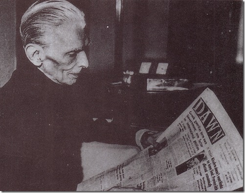 quaid reading daily Dawn newspaper in English