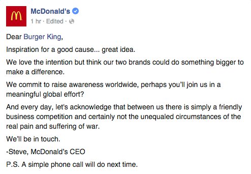 McDonald's response to Burger King