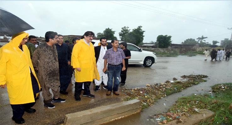 Sindh Chief Minister Syed Murad Ali Shah visits rain-affected areas