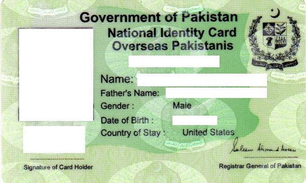 Fee Structure by NADRA Pakistan