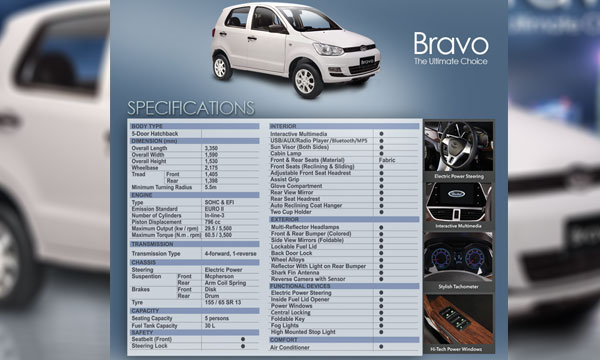 United Auto Bravo Specifications