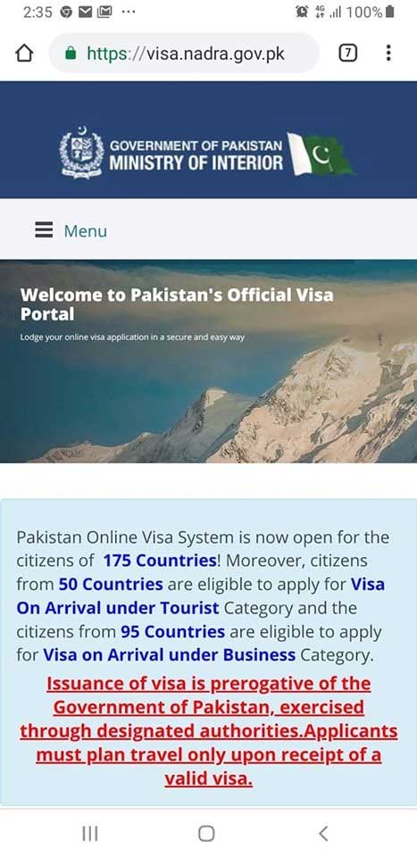 pakistan visa portal