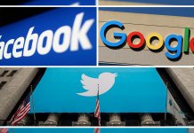 google, facebook and twitter