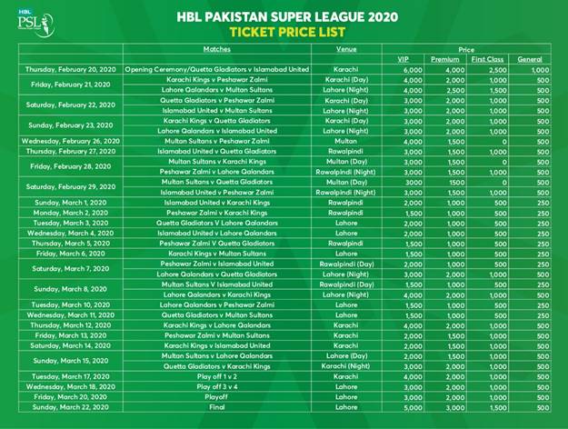 psl 2020 tickets 