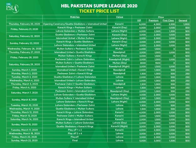 psl 2020 tickets 