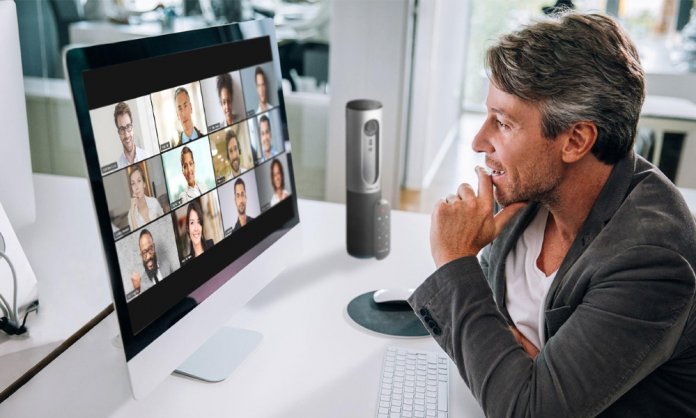 A zoom meeting being conducted