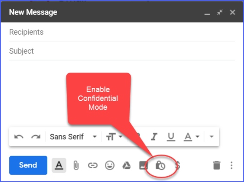 Confidential Mode Enabling on Gmail