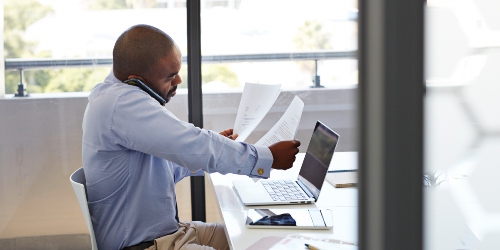 A man trying to work online