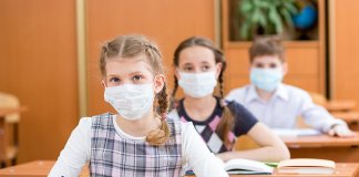 Students attending school with masks