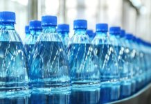 Mineral water bottles in the making
