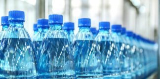 Mineral water bottles in the making