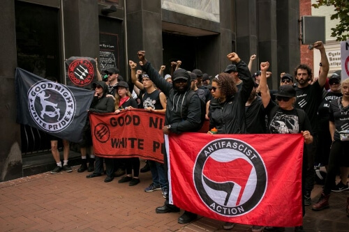 Antifa protestors