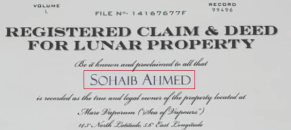 Pakistani Man Buys A Piece Of Land On The Moon For His Wife!