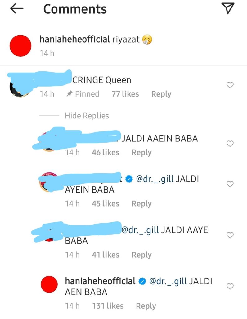  Hania Aamir's Follower Call Her 'Cringe Queen'
