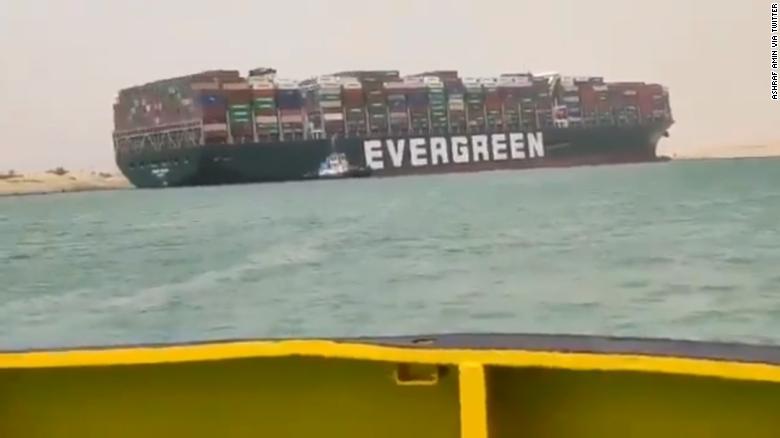 Suez canal blocked ship