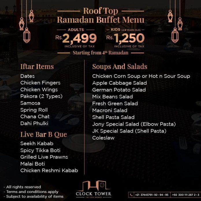 ramadan buffet 2025 karachi price list