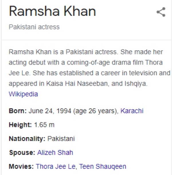 ramsha khan alizeh shah google