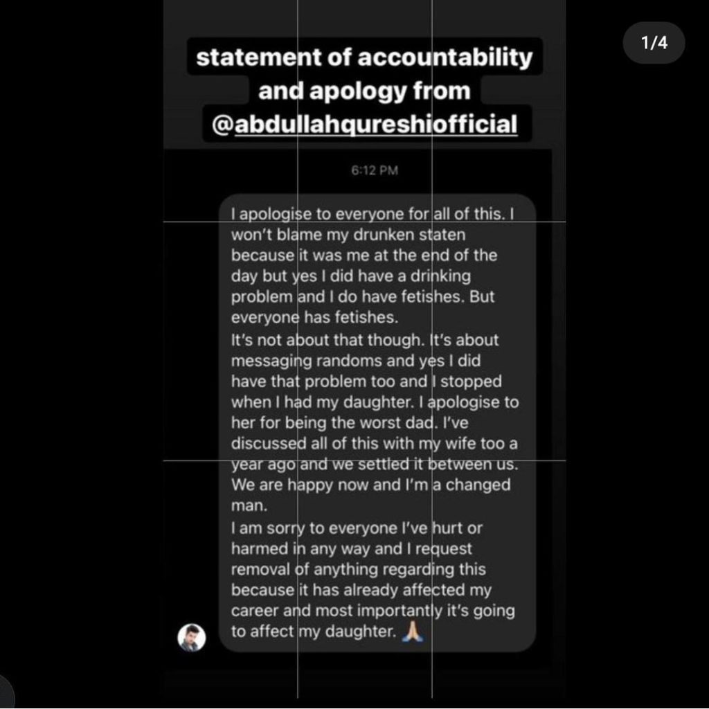 Abdullah Qureshi Apologizes Over Allegations Of Harassment 