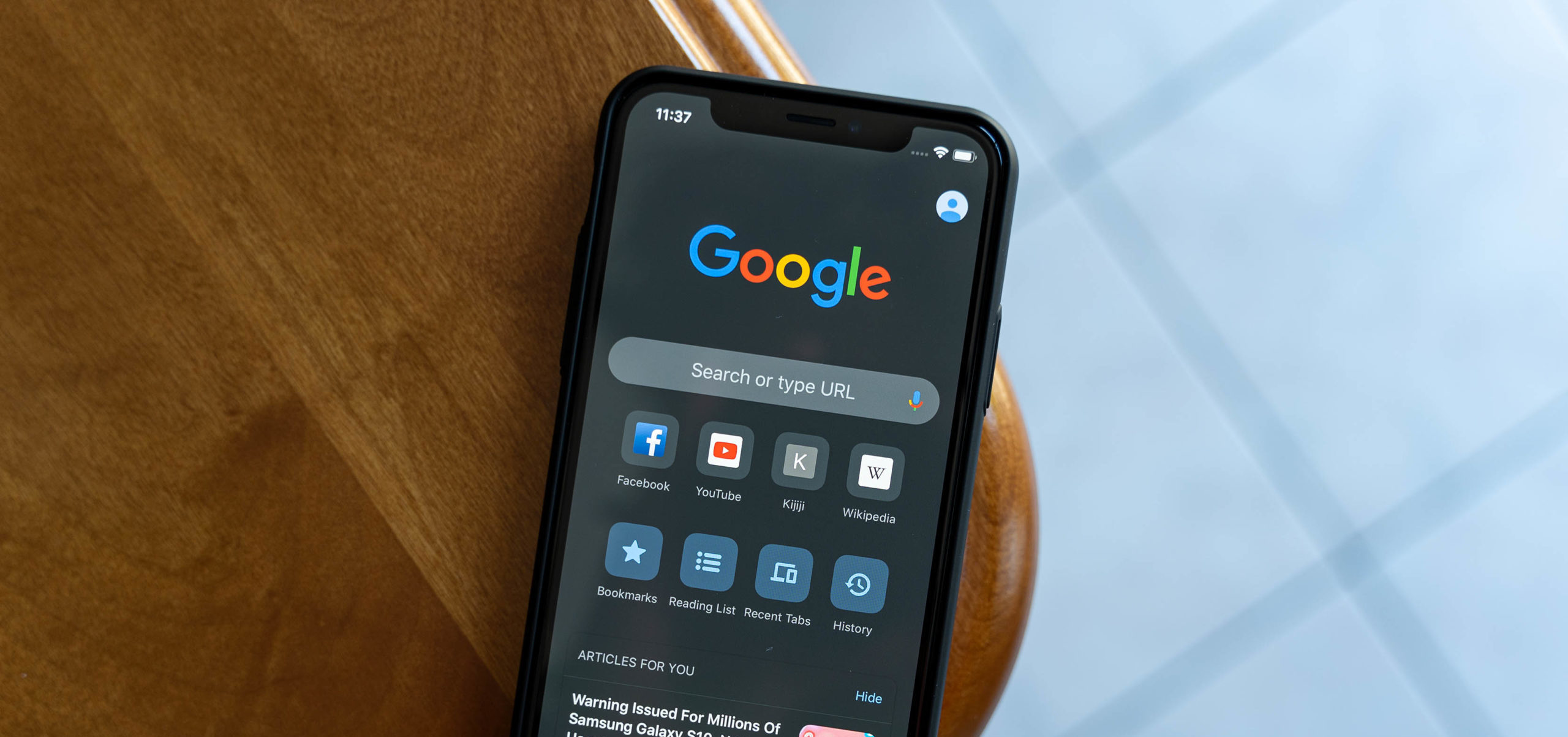 dark mode on iOS chrome devices