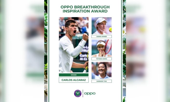 Congratulations To Carlos Alcaraz, Who Wins The OPPO Breakthrough Inspiration Award At Wimbledon 2022