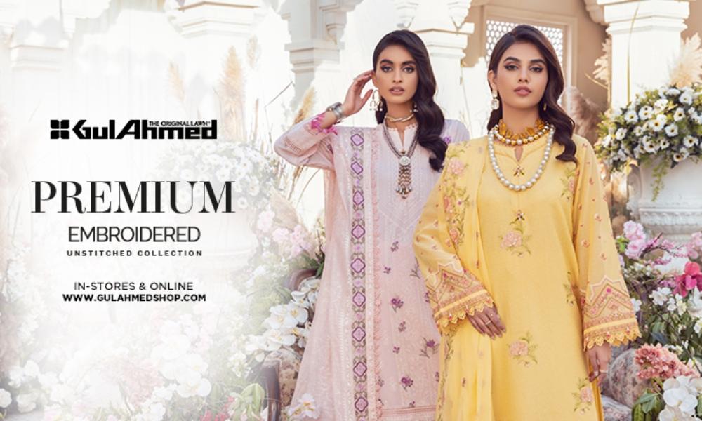 3PC Sequins Embroidered Unstitched Lawn Suit With Embroidered Chiffon  Dupatta PM-421 | Gul Ahmed