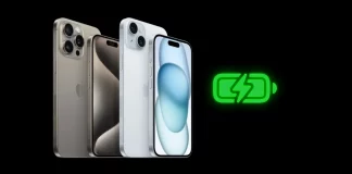 Iphone 15 with battery logo