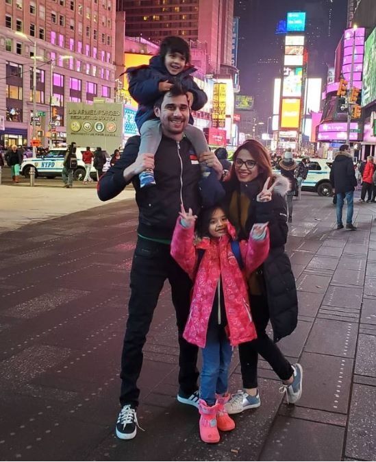 Tabish Hasmi in New York with his family