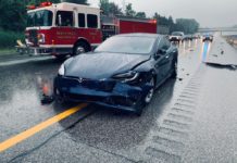 Crashed Tesla EV