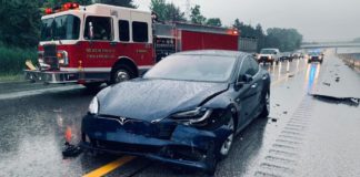 Crashed Tesla EV