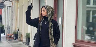 onya took to Instagram a few pictures in a wonderful winter outfit against the frosty backdrop of streets lined with snow.