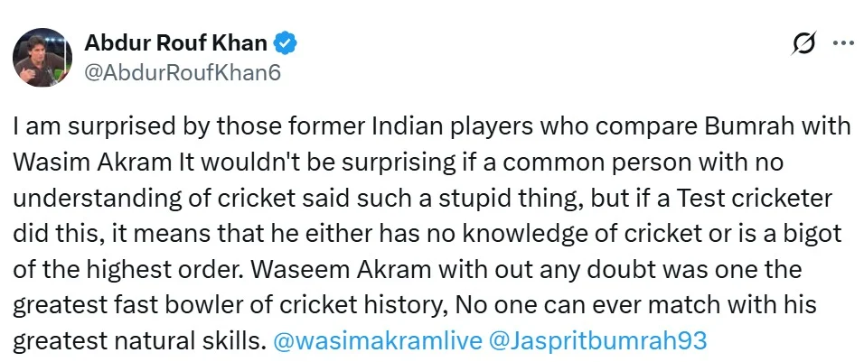 abdur-rouf-comments-on-wasim-akram-jasprit-bumrah-debate