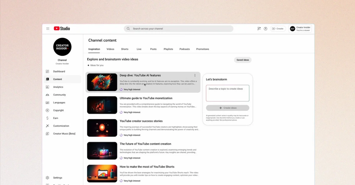 youtube-studio-adds-ai-powered-inspiration-tab-for-creators