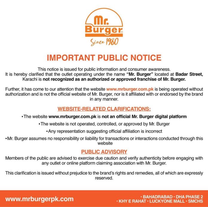 Fake Mr, burger outlet