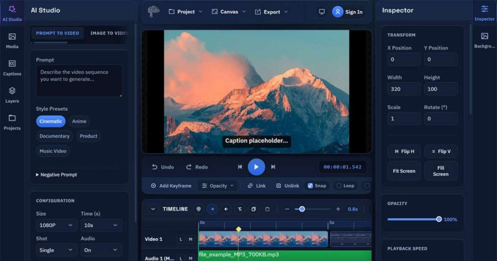 AI video creation demand interface