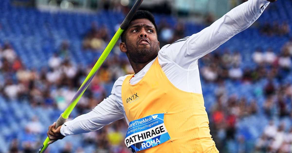 Rumesh Tharanga Pathirage throwing a javelin in Rome.
