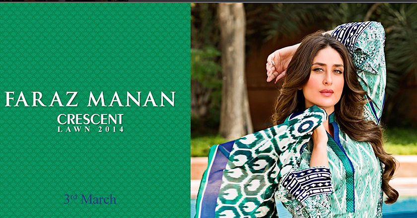 Kareena Kapoor Endorses Faraz Manans Crescent Lawn Collection 20141