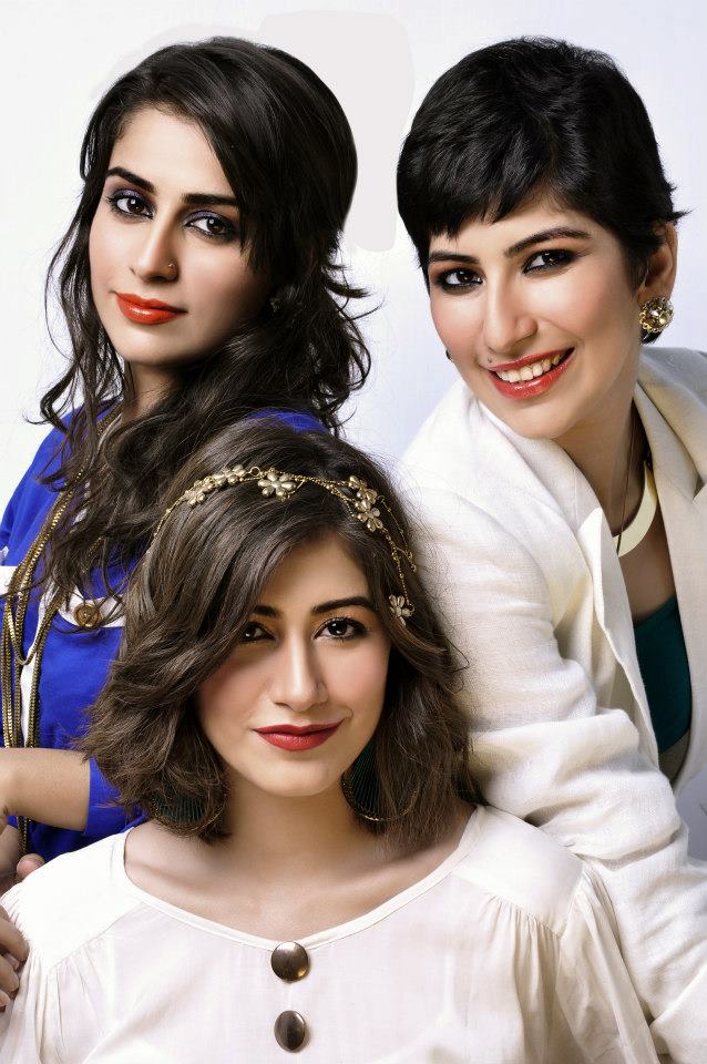Pakistani actress Syra Shahroz with sisters Alishba and Palwasha